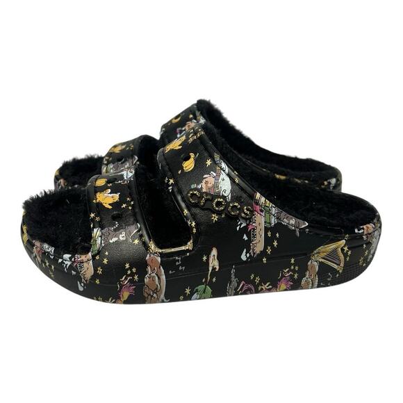Crocs Harry Potter x Vera Bradley Cozy Fur Lined Double Strap Slip On Sandals W6 - Picture 1 of 9